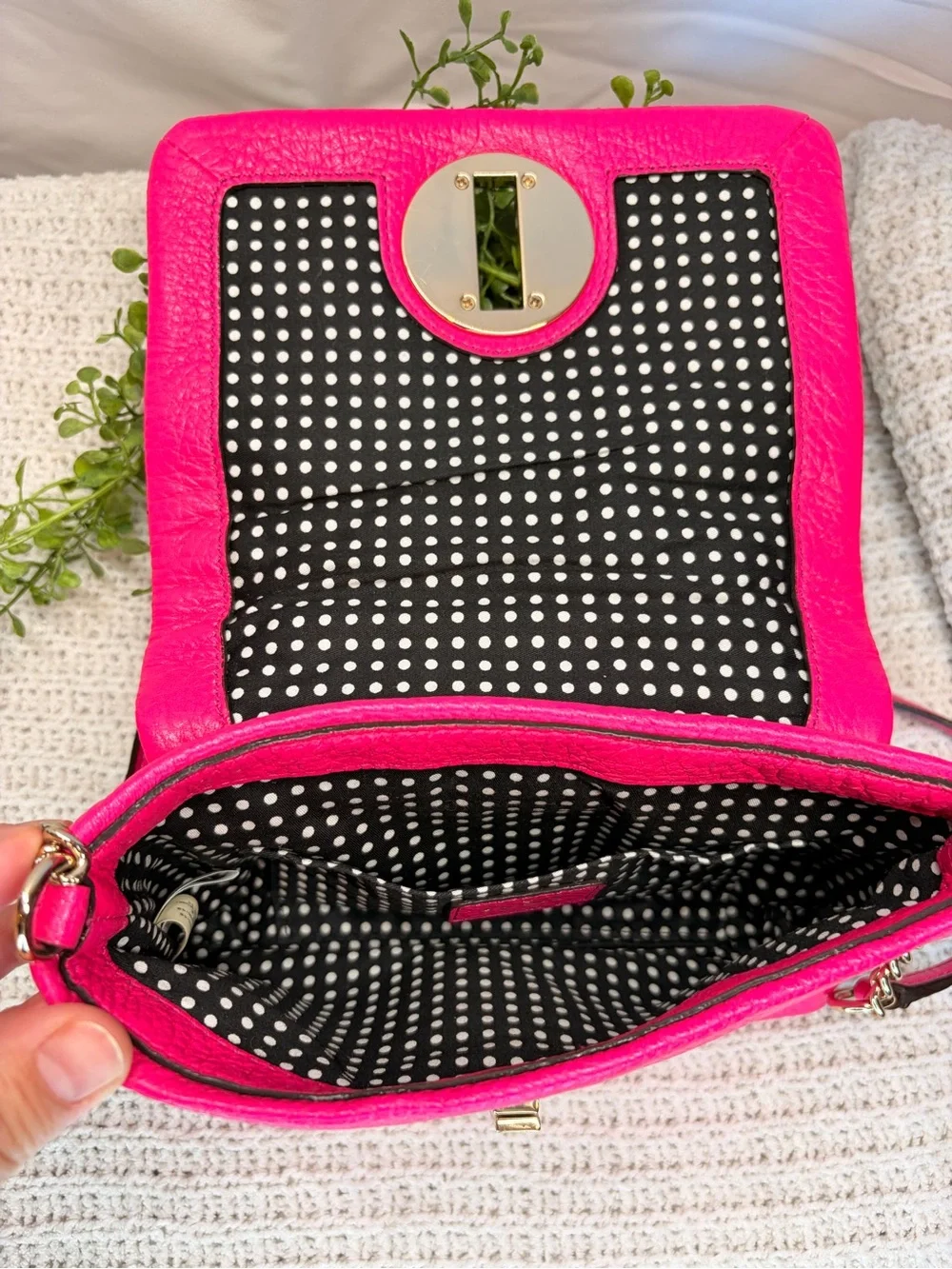 kate spade Hot Pink Quilted Leather Crossbody with gold Turnlock